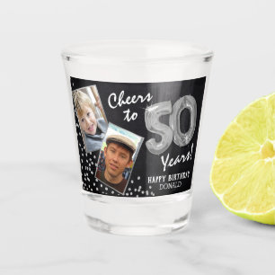 Cheers to the Years 50th Birthday 2 Photo Shot Glass