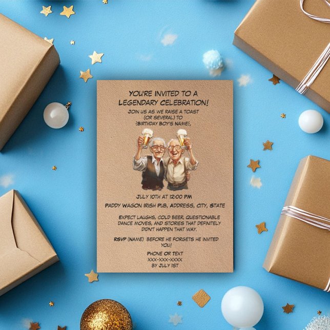 Cheers To The Years! Funny Old Man Birthday  Invitation (Creator Uploaded)