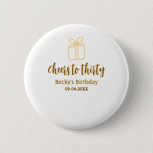 Cheers to thirty yellow brown birthday pastel gift 2 inch round button
