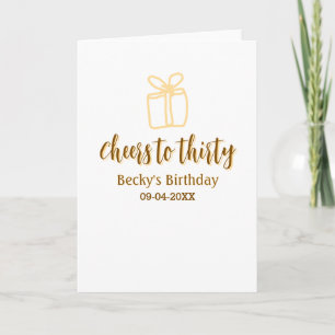 Cheers to thirty yellow brown birthday pastel gift card