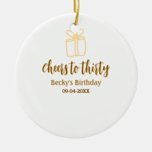 Cheers to thirty yellow brown birthday pastel gift ceramic ornament