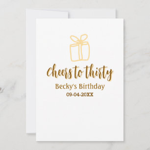 Cheers to thirty yellow brown birthday pastel gift invitation
