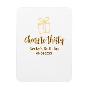 Cheers to thirty yellow brown birthday pastel gift magnet