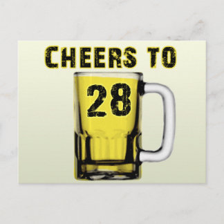 Cheers to Twenty Eight. Birthday Postcard