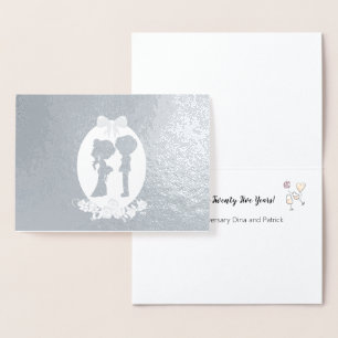 Cheers to Twenty Five Year Silver Anniversary Foil Card