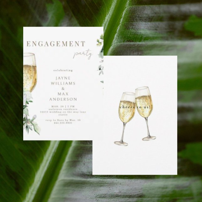 Cheers to Us Champagne Toast Engagement Party  Invitation (Creator Uploaded)