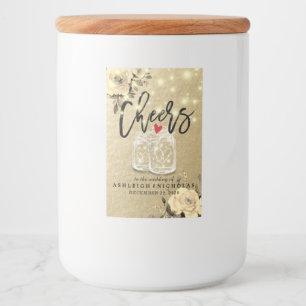 Cheers To Wedding Floral Mason Jar String Lights Food Label