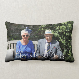 Cheers to XX Years Single Photo Custom Anniversary Lumbar Pillow