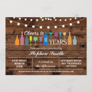 Cheers To Years Any Age Birthday Party Bar Invite