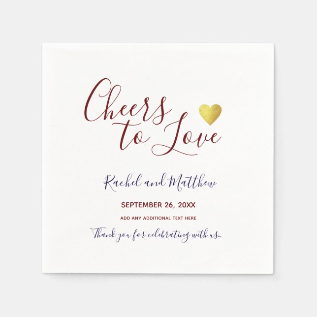 cheers! wedding cheers to love elegantly written napkin (Front)