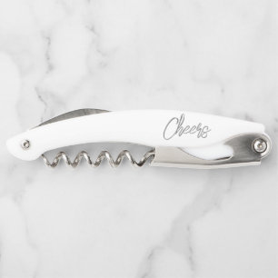 CHEERS Wedding DATE Couple NAMES Modern Minimalist Corkscrew