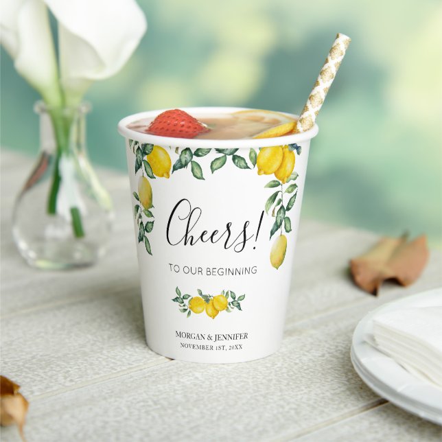 Cheers Wedding Lemons Tableware decor Paper Cups (Insitu)
