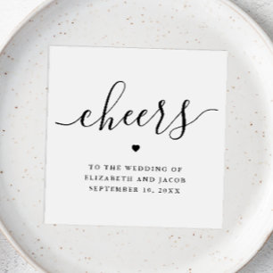 Cheers Wedding   Modern Clean Minimal Script Bar Napkin
