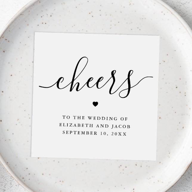 Cheers Wedding | Modern Clean Minimal Script Bar Napkin (Creator Uploaded)