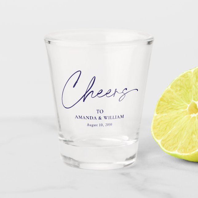 Cheers Wedding Shot Glass with Custom Names (Front)