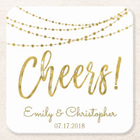 Cheers White and Gold Foil String Lights