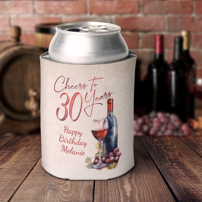 Cheers Wine 30th Birthday Can Cooler (Creator Uploaded)