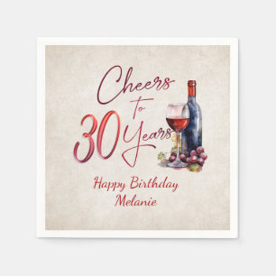 Cheers Wine 30th Birthday Napkin