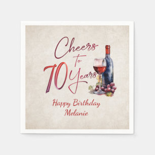 Cheers Wine 70th Birthday Napkin