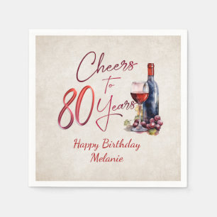 Cheers Wine 80th Birthday Napkin