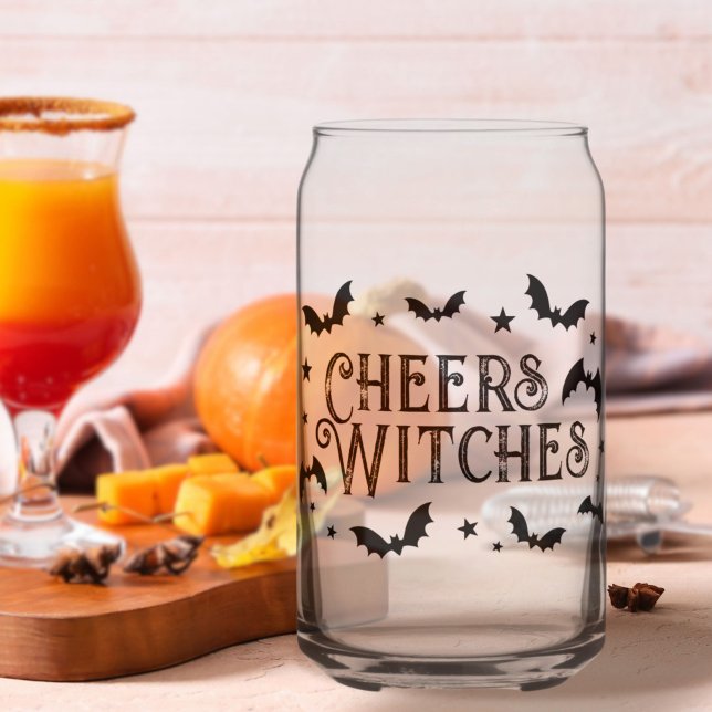 Cheers Witches Bats and Stars Halloween Can Glass (Cheers Witches Bats and Stars Halloween Can Glass)