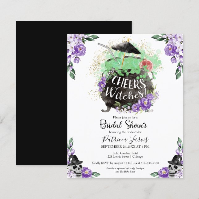 Cheers Witches Bridal Shower Budget Invitations (Front/Back)