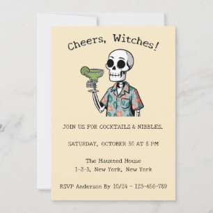 Cheers Witches Halloween Skeleton Invitation