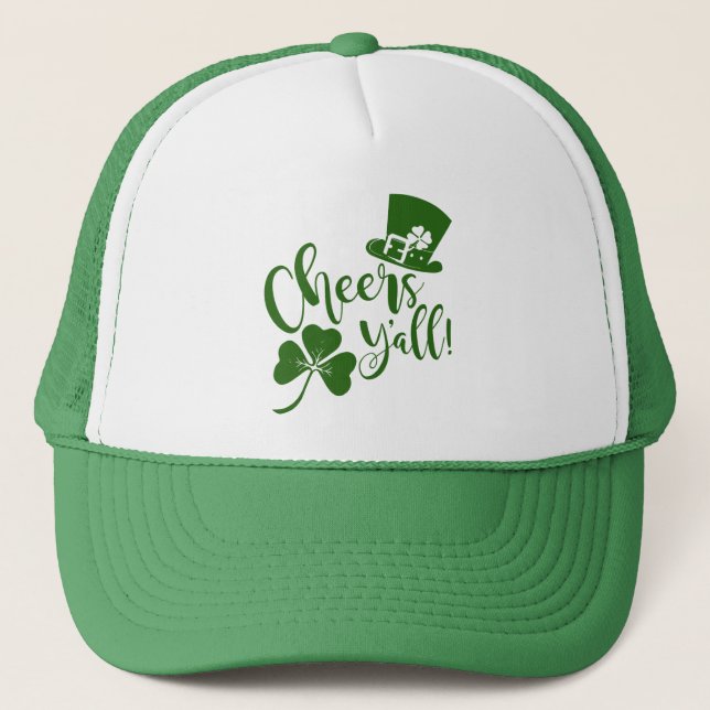 Cheers Yall St Patrick's Day Irish Parade or Party Trucker Hat (Front)