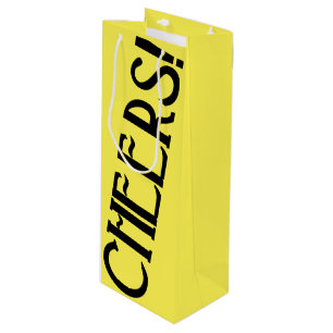 Cheers Yellow Art Deco Wine Gift Bag