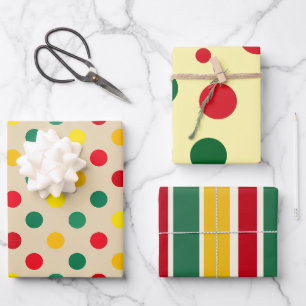 Cheery All-Age Polka Dot and Stripes Wrapping Paper Sheet