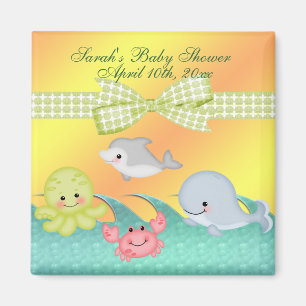 Cheery Baby Sea Creatures Baby Shower Magnet