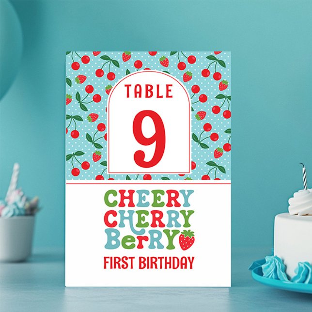Cheery Cherry Berry First Birday Numéro de table (Cheery Cherry Berry First Birthday Party table number)