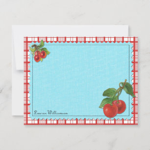 Cheery Cherry Personalized Flat Note Cards