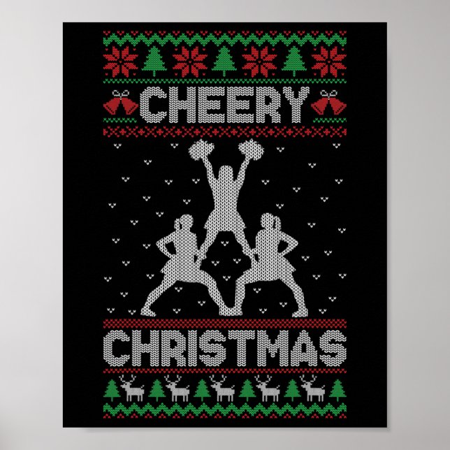Cheery Christmas Cheerleader Practice Ugly Xmas Ch Poster (Front)