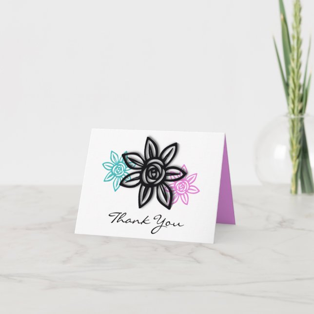 Cheery & Colourful Floral Thank You Card (Front)