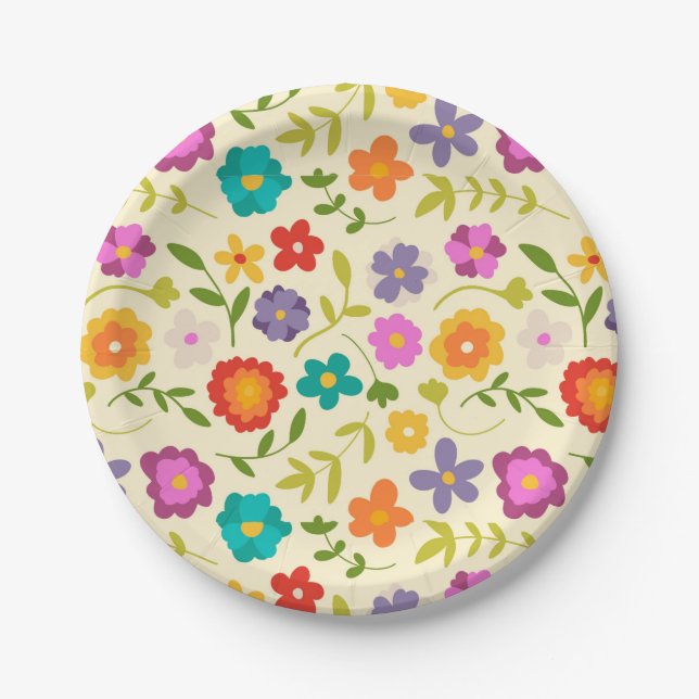 cheery flowers paper plate (Front)