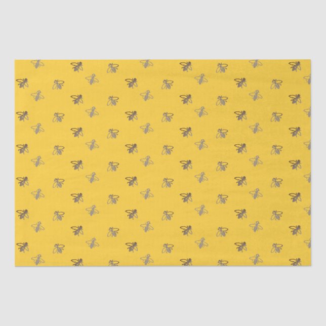 Cheery French Honeybees on Provençal Yellow Tissue Paper (Front)