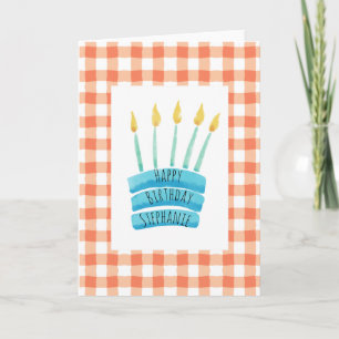Cheery Happy Birthday Cake Card, Customizable Card