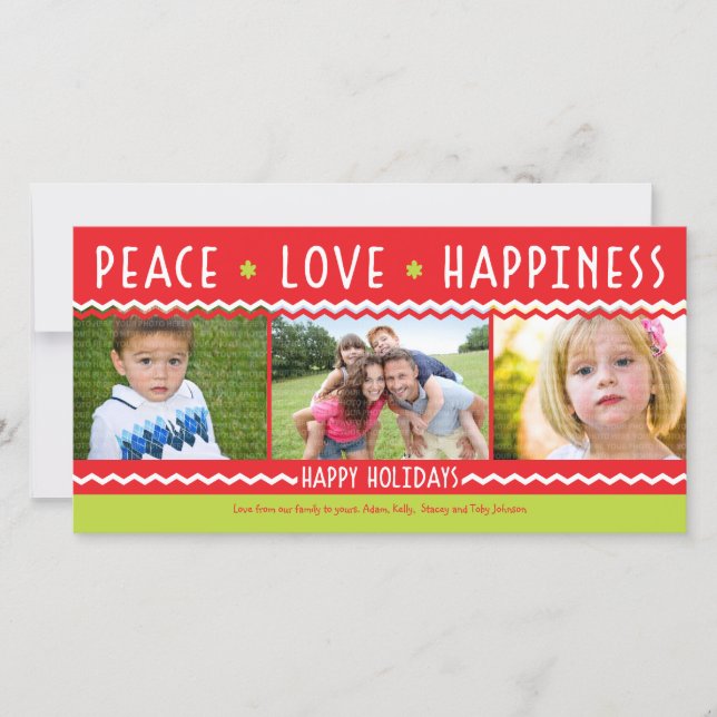 Cheery Holiday Chevron Stripes 3 Carte photo (Devant)