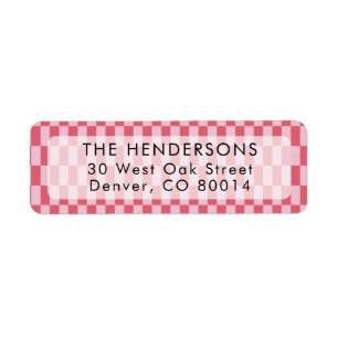 Cheery pink and red tall checkers address label