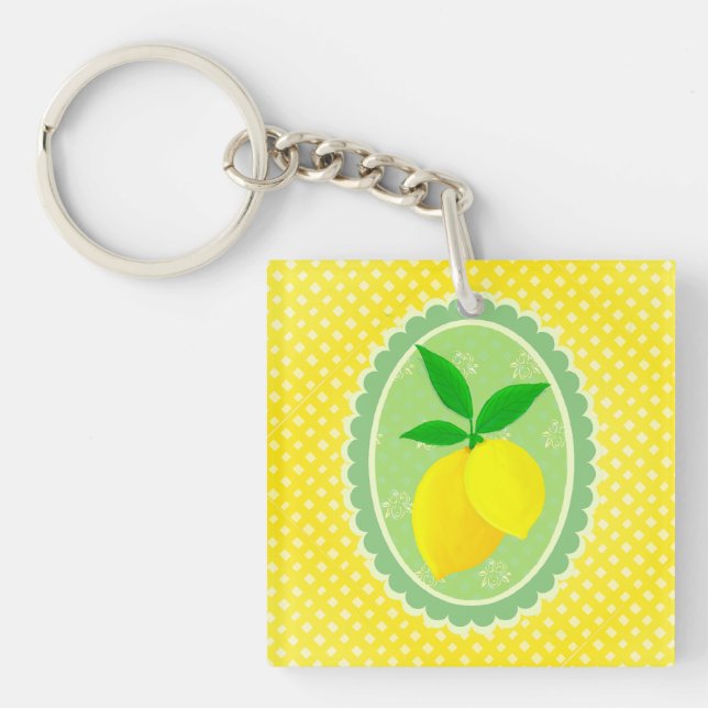 Cheery Sunny Yellow Lemon Keychain (Front)