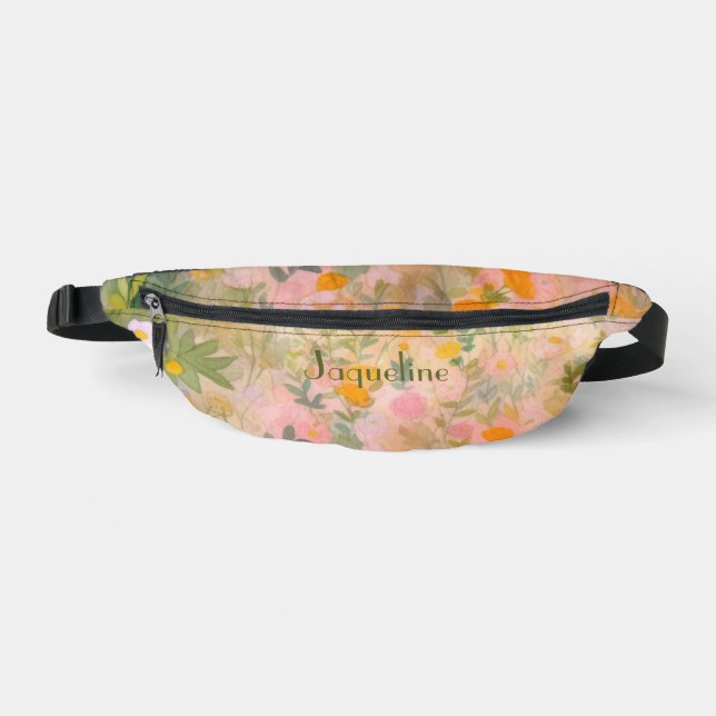 Cheery Yellow and Orange Spring Meadows Background Fanny Pack (Front)