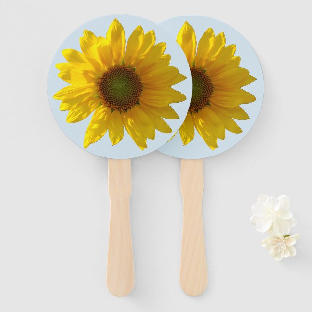 Cheery Yellow Sunflower Hand Fans (Front and Back)