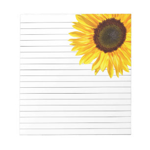 Cheery Yellow Sunflower Lined Notepad