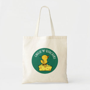 Cheese And Quackers Cute Duck and Cheese Pun Tote Bag