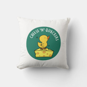 Cheese And Quackers Funny Duck Pun  Throw Pillow