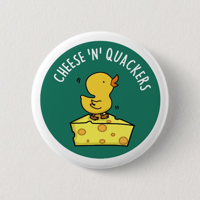 Cheese And Quackers Funny Food Pun 2 Inch Round Button (Front)