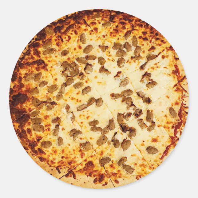 Cheese and Sausage Pizza Food Classic Round Sticker (Front)