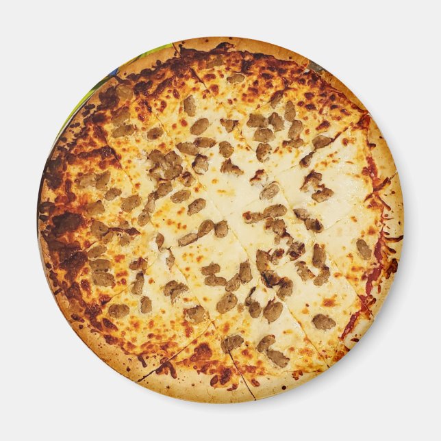 Cheese and Sausage Pizza Food Magnet (Front)