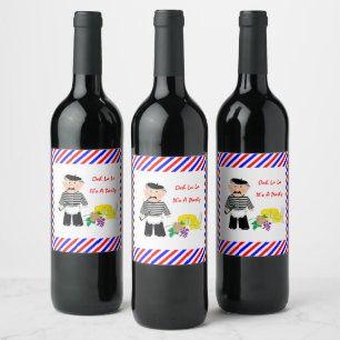 Cheese And Wine French Theme Fun Label